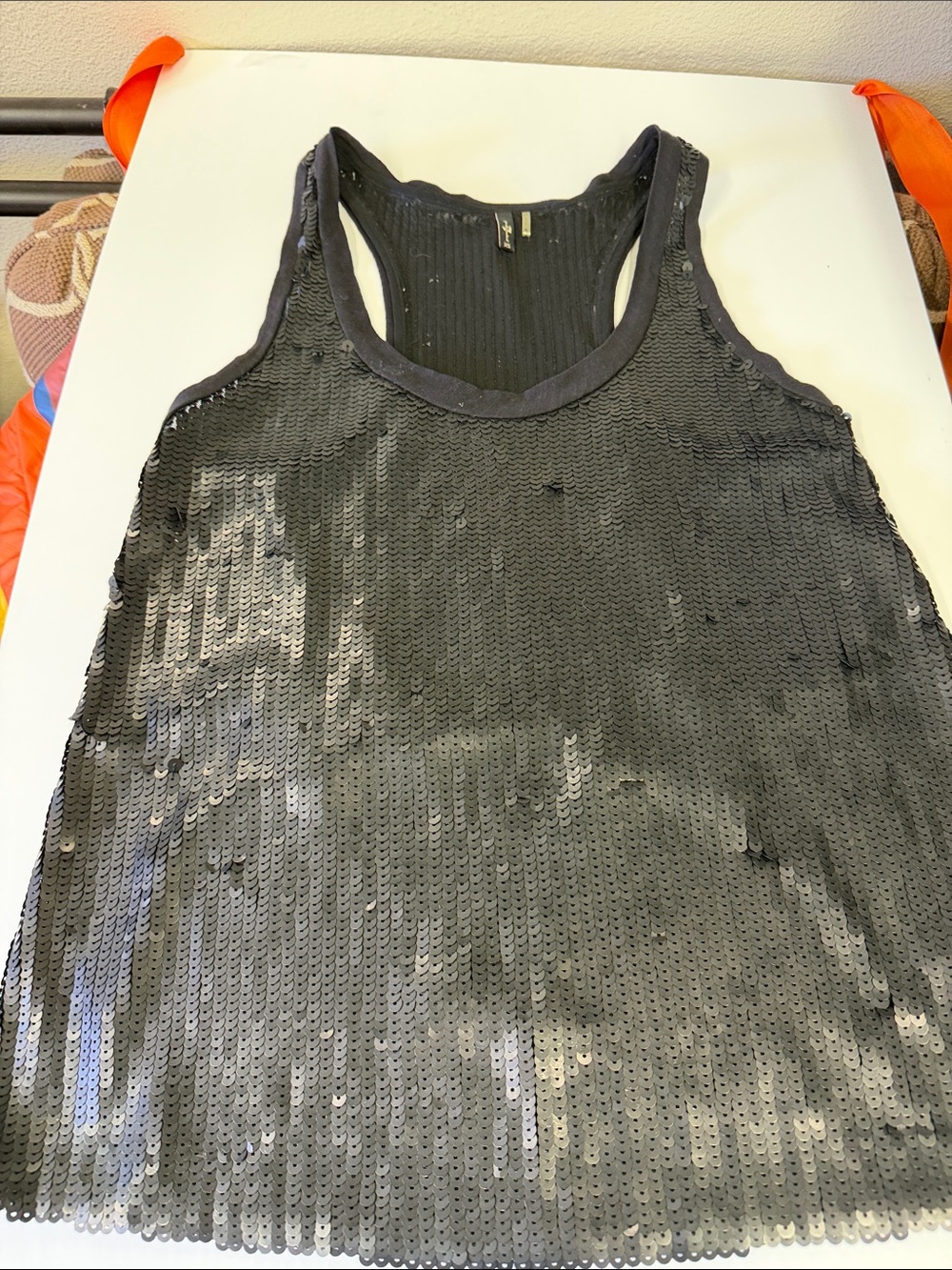 Women’s XS 7 for all mankind Black Sequin Tank Top